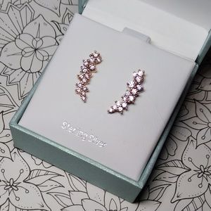 NWT Rose Gold Curved Climber Earrings